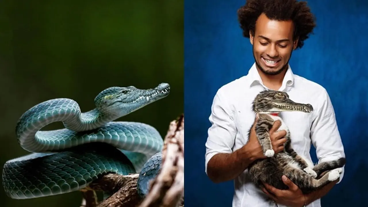 6 Editan Foto Gabungan Buaya dan Hewan Lain Ini Tampak Unik