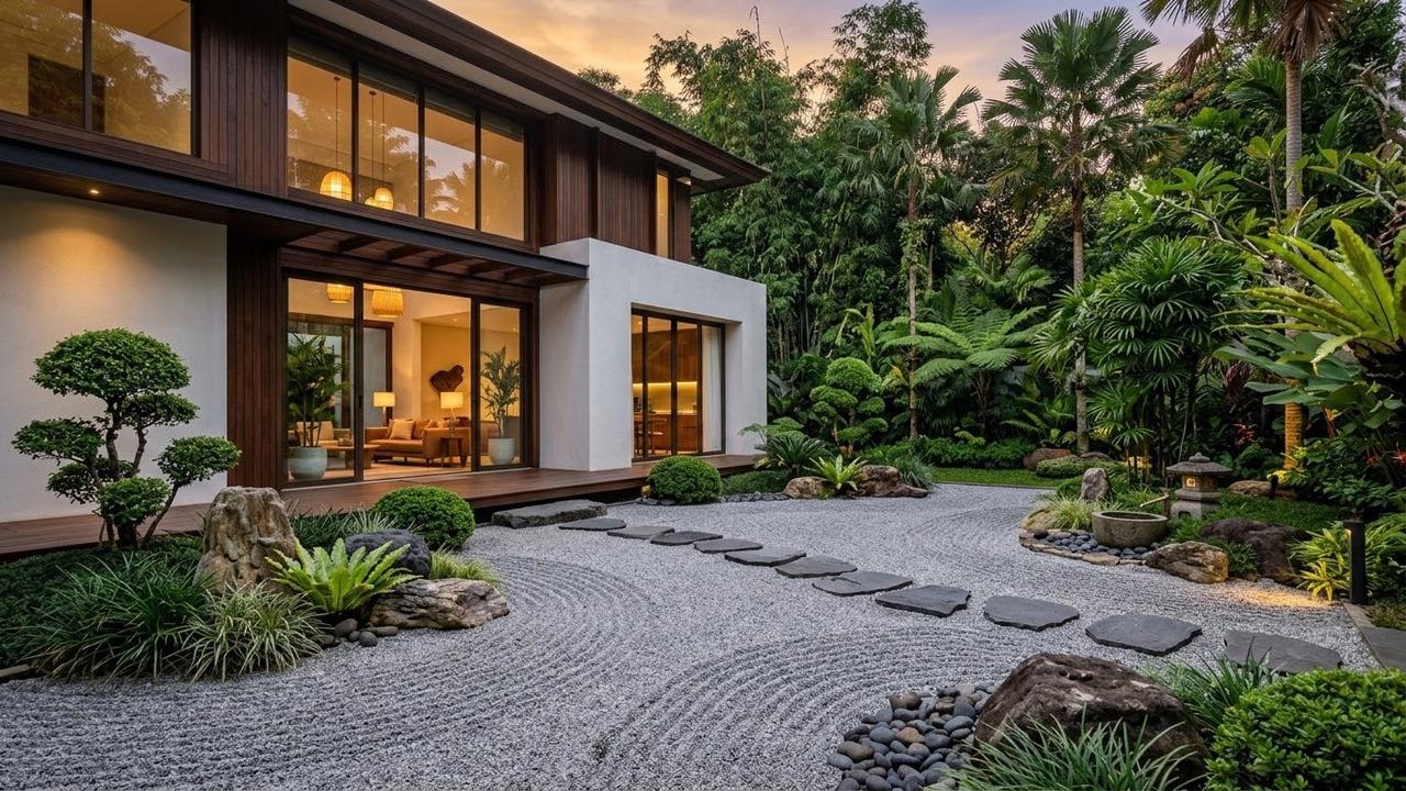 Desain Taman Kering Gaya Zen Modern untuk Rumah Minimalis/AI Generated