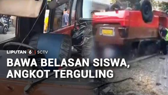 Sopir Ugal-ugalan, Angkot Berpenumpang 17 Pelajar Terguling