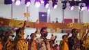 Sejumlah kader saat menghadiri acara HUT Partai Golkar ke-57 di Kantor DPP Golkar, Jakarta, Sabtu (23/10/2021). Dalam acara tersebut hadir Wakil Presiden ke 10 dan 12 Jusuf Kalla, Mantan Ketum Golkar Akbar Tanjung, HUT yang bertemakan “Bersatu untuk Menang”. (Liputan6.com/Faizal Fanani)
