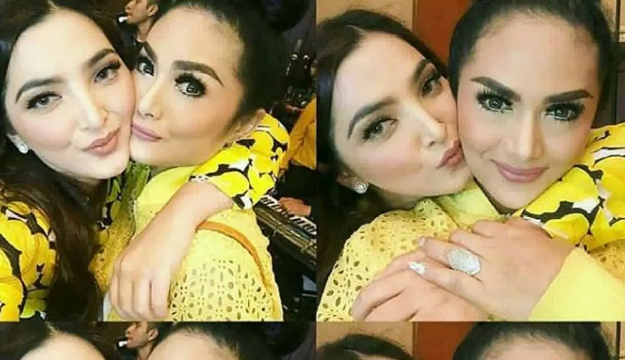 Ashanty memeluk dan mencium pipi Krisdayanti (Instagram/@hermansyahfamily)