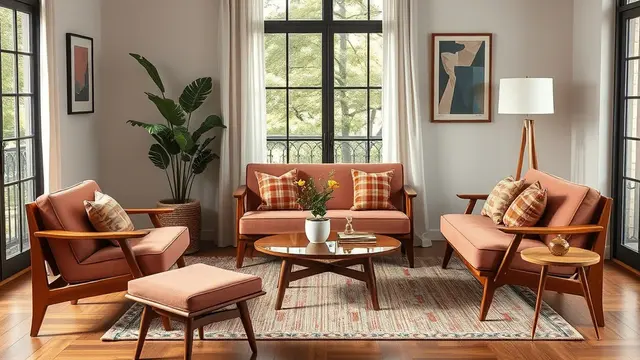 rumah gaya mid-century modern (ilustrasi by qwen.ai)