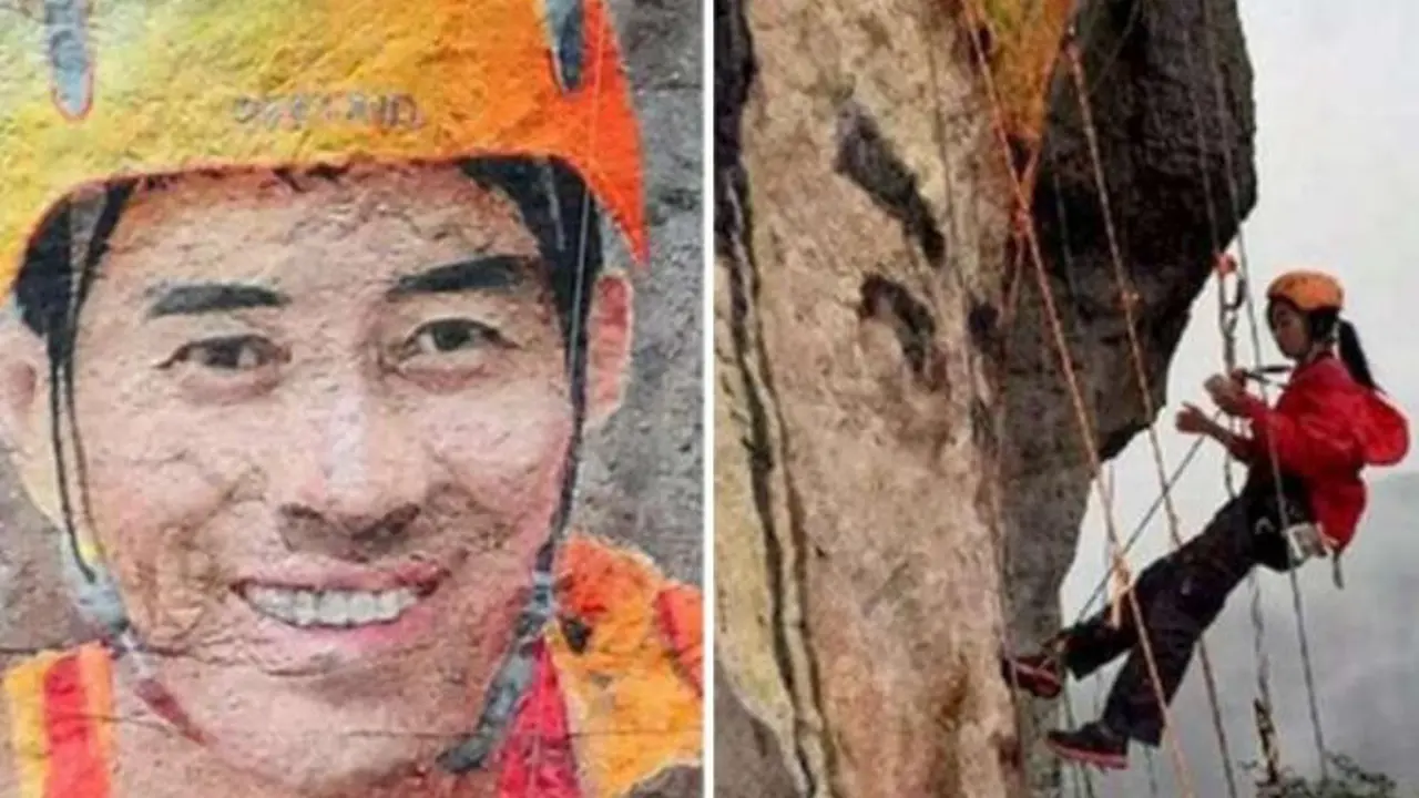 Romantis, Pemanjat Tebing Lukis Pujaan Hatinya di Dinding Gunung