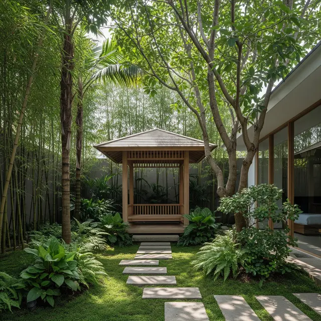 Model Taman Bergaya Jepang Tropis (AI Generated)