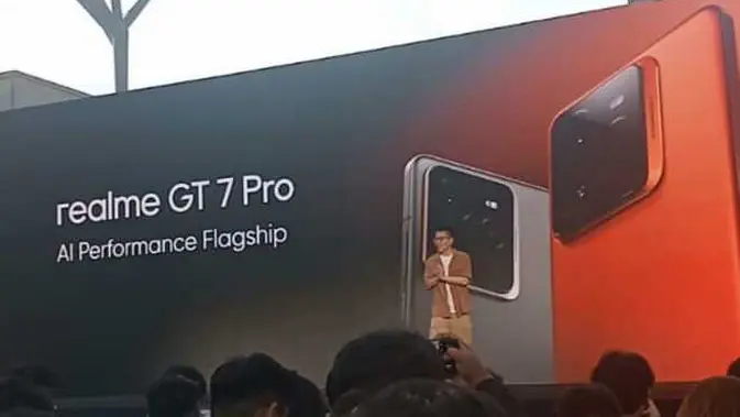 <p>Realme meluncurkan smartphone GT 7 Pro di Bukit Jalil, Malaysia, Senin (18/11/2024) (Liputan6.com/Jonathan Pandapotan Purba)</p>