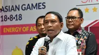 Menpora Zainudin Amali memberikan keterangan pers perihal gelaran Pekan Olahraga Tradisional Tingkat Nasional (Potradnas) VII 2019 di Media Centre Kemenpora.