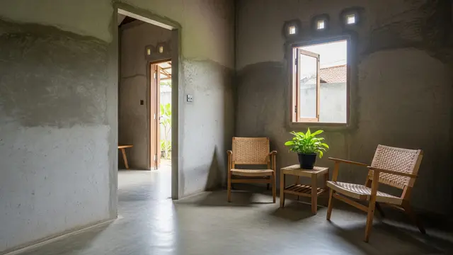 8 Contoh Rumah Desa dengan Dinding Semen Ekspos Minimalis, Kokoh dan Hemat Biaya