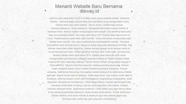 Lama Menghilang, Dahlan Iskan Ternyata Mengidap Aorta Dissection