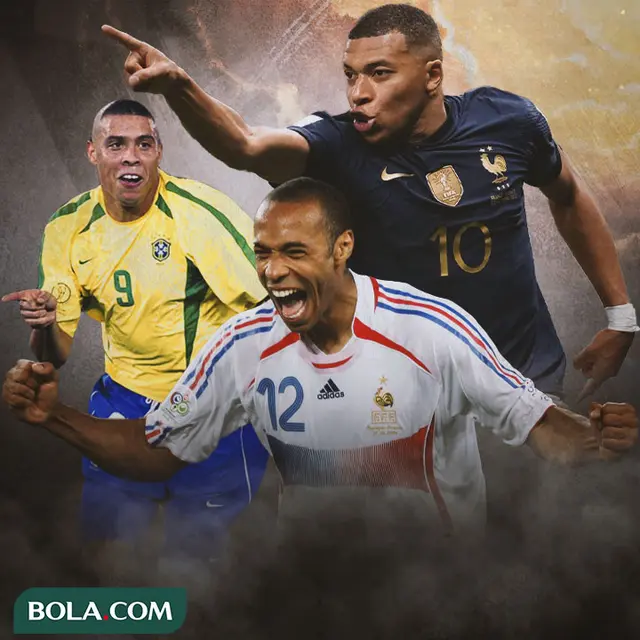 Ilustrasi - Ronaldo, Thierry Henry, Kylian Mbappe
