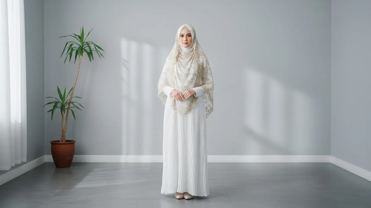 Model Gamis Terbaru Kombinasi Rempel