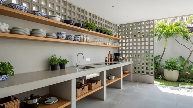 Inspirasi Dapur Belakang dengan Roster agar Asap Masak Cepat Keluar/Gemini AI