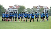 Timnas Indonesia U-18 fokus mengasah kemampuan passing dalam sesi latihan perdana di Turki. (dok. PSSI)
