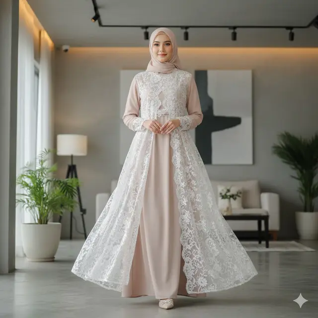 Gamis Outer Sifon dan Brokat (Gemini AI)