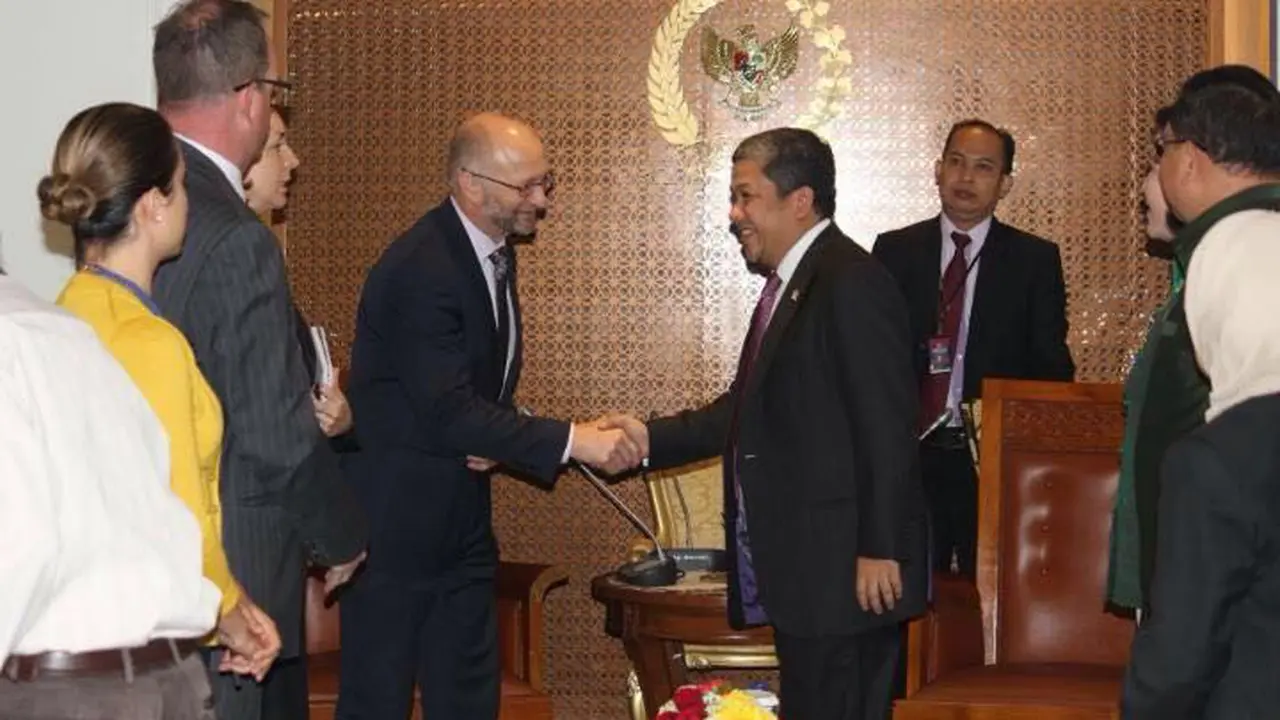  Wakil Ketua DPR Fahri Hamzah menerima kunjungan kehormatan Menteri Muda Perdagangan Internasional Kanada, Hon David Lametti MP.
