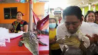 7 Potret Pernikahan Walikota Meksiko dengan Buaya Betina, Jadi Tradisi