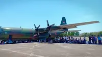 Pesawat Hercules mengangkut  korban gempa di Palu (Istimewa)