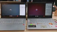 Perbandingan Meeting Tools untuk pengguna non berlangganan (sebelah kanan) dan pelanggan Google Meet Workspace (sebelah kiri). Liputan6.com/Matahari Kartika Purusakara.