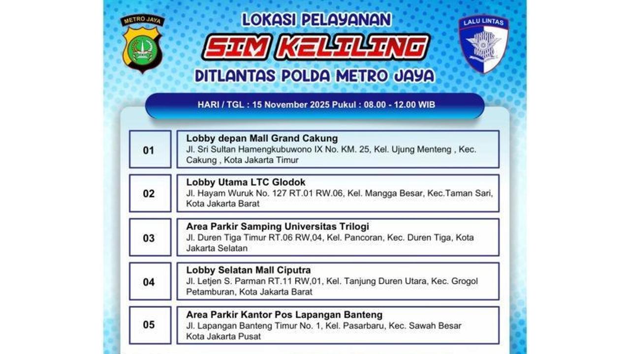 Jadwal dan Lokasi SIM Keliling Jakarta Minggu Ini: Hanya di Dua Titik!