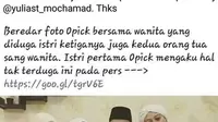 Yulia Mochamad Jawab Misteri Wanita Bercadar di Pemakaman Istri Opick