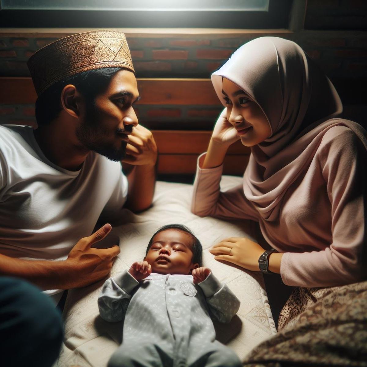 Ilustrasi Pasangan dengan Anak Bayi