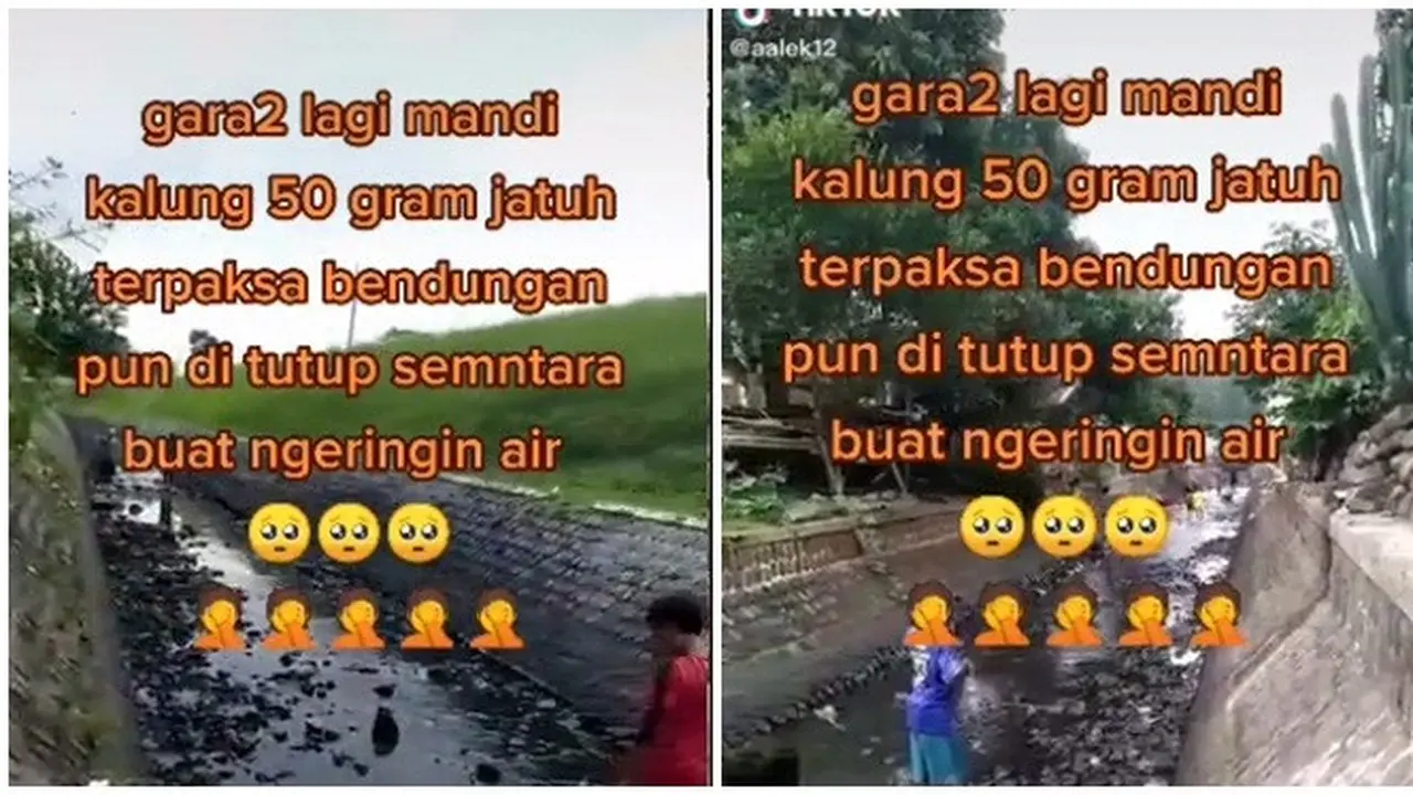 Viral Video Kalung 50 Gram Hilang saat Mandi di Kanal, Warga Pilih Tutup Bendungan