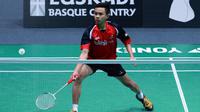Tunggal putra Indonesia, Ramadhani Muhammad Zulkifli, mengalahkan pemain Swedia, Shaun Ekengren, pada babak ketiga WJC 2016 di Bilbao Arena, Bilbao, Spanyol, Rabu (9/11/2016). (PBSI)