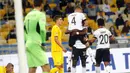 Para pemain Jerman merayakan gol yang dicetak oleh Matthias Ginter ke gawang Ukraina pada laga UEFA Nations League di Stadion Olimpiyskiy, Minggu (11/10/2020). Jerman menang dengan skor 2-1. (AP Photo/Efrem Lukatsky)