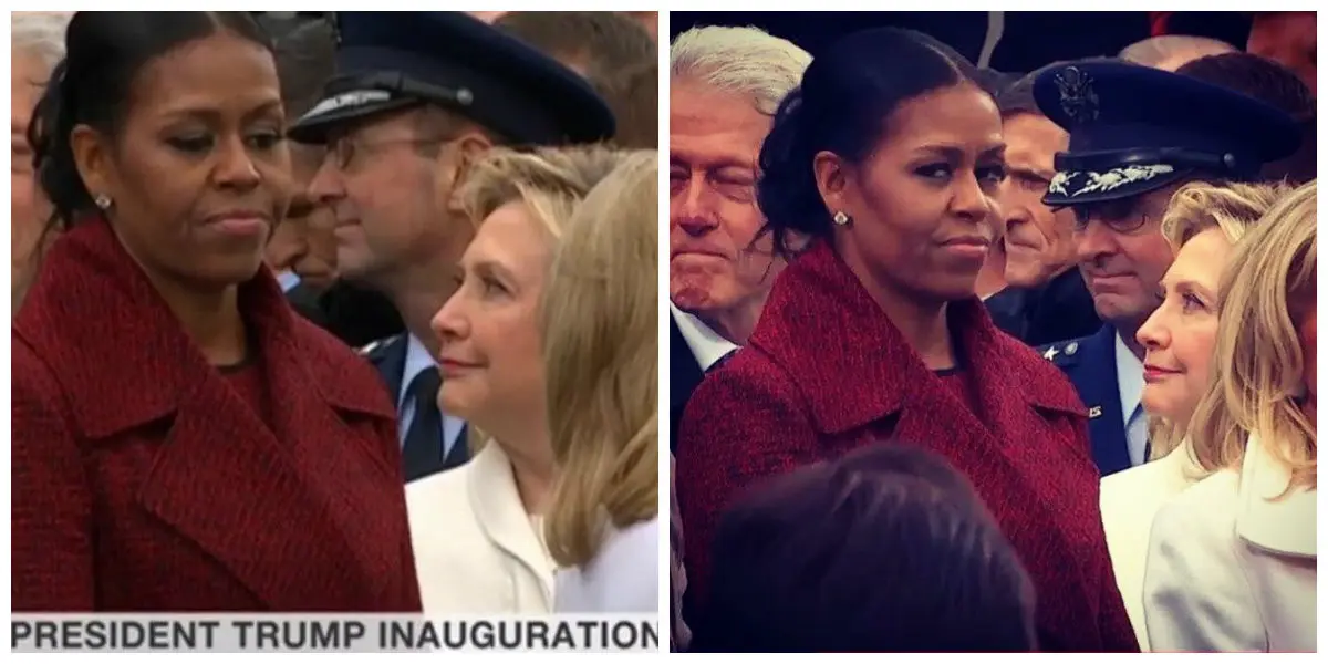 Ekspresi wajah Michelle Obama saat pelantikan Donald Trump mengundang tanya (Twitter)