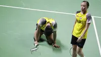 Pasangan ganda campuran Indonesia, Tontowi Ahmad / Winny Oktavina Kandow, kalah dari ganda Malaysia pada Indonesia Open. (Bola.com/Vitalis Yogi Trisna)