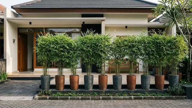 Barisan Tanaman Pot Tinggi