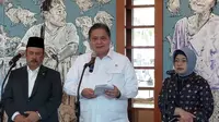 Menteri Koordinator Bidang Perekonomian, Airlangga Hartarto&nbsp;di Wisma Danantara, Jakarta, Rabu (1/10/2025). Menko&nbsp;Airlangga menjelaskan mengenai diskon tiket Natal 2025 dan Tahun Baru 2026. (Liputan6.com/Arief)