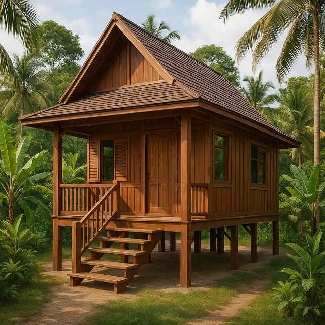 Desain Rumah Kayu Sederhana (images by Chatgpt)