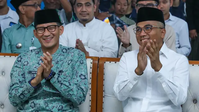 Sekretaris Jenderal PPP Arwani Thomafi dan Ketua Badan Pemenangan Pemilu (Bappilu) PPP Sandiaga Uno.