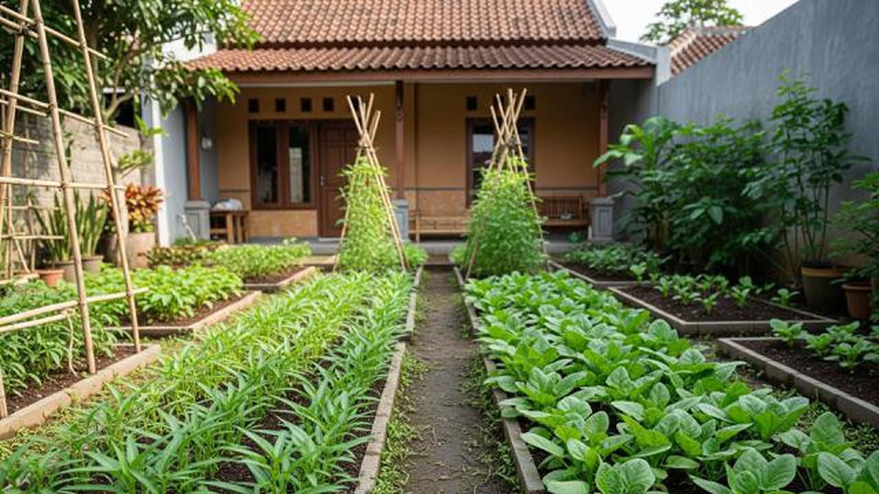 Kebun Sayur di Bedeng Tanah Minimalis/Desain Kebun Sayur Rumahan untuk Kangkung dan Bayam (Sumber: gemini.com)