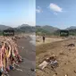Pandawara Grup membersihkan Pantai Cibutun Loji di Sukabumi, kondisi sebelum dan sesudahnya buat tercengang. (Dok: Instagram Pandawara Grup)