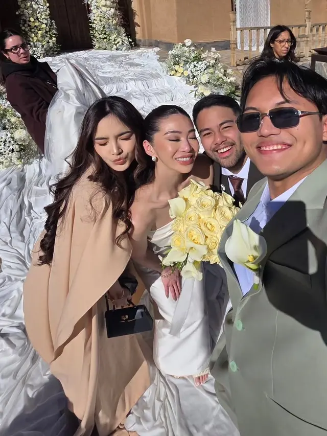 Mahalini dan Rizky Febian saat menghadiri kondangan ke Maroko. [@mahaliniraharja]