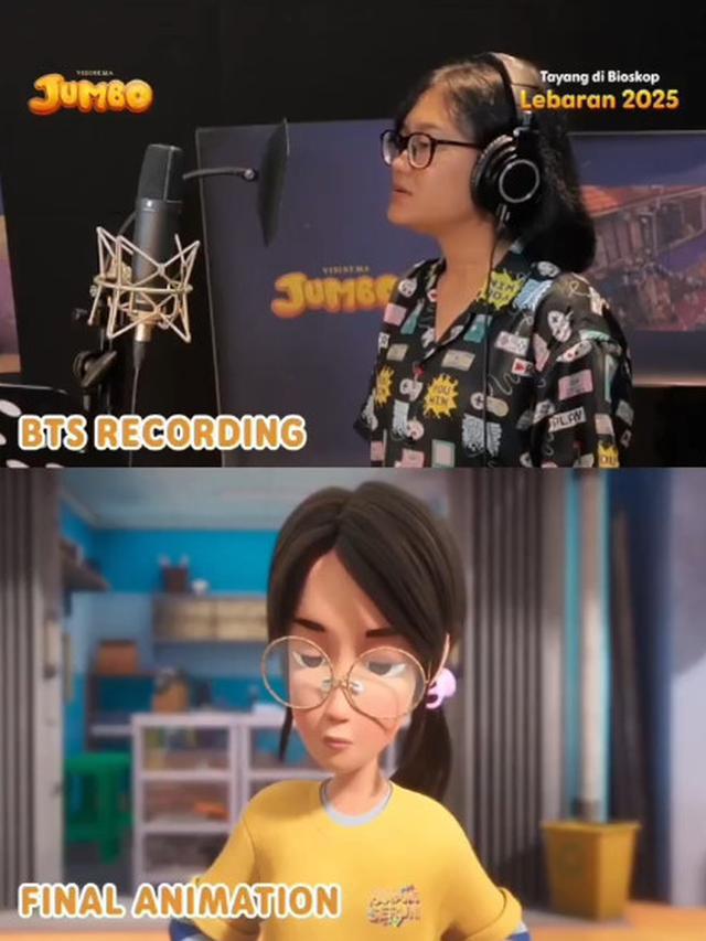 6 Potret BTS Recording Vs Final Animation Film Jumbo, Pengisi Suara ...
