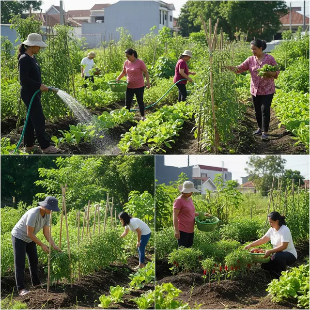 Konsep Kebun Sayur Bareng Ibu-Ibu RT Modal di Bawah Rp200 Ribu (AI)