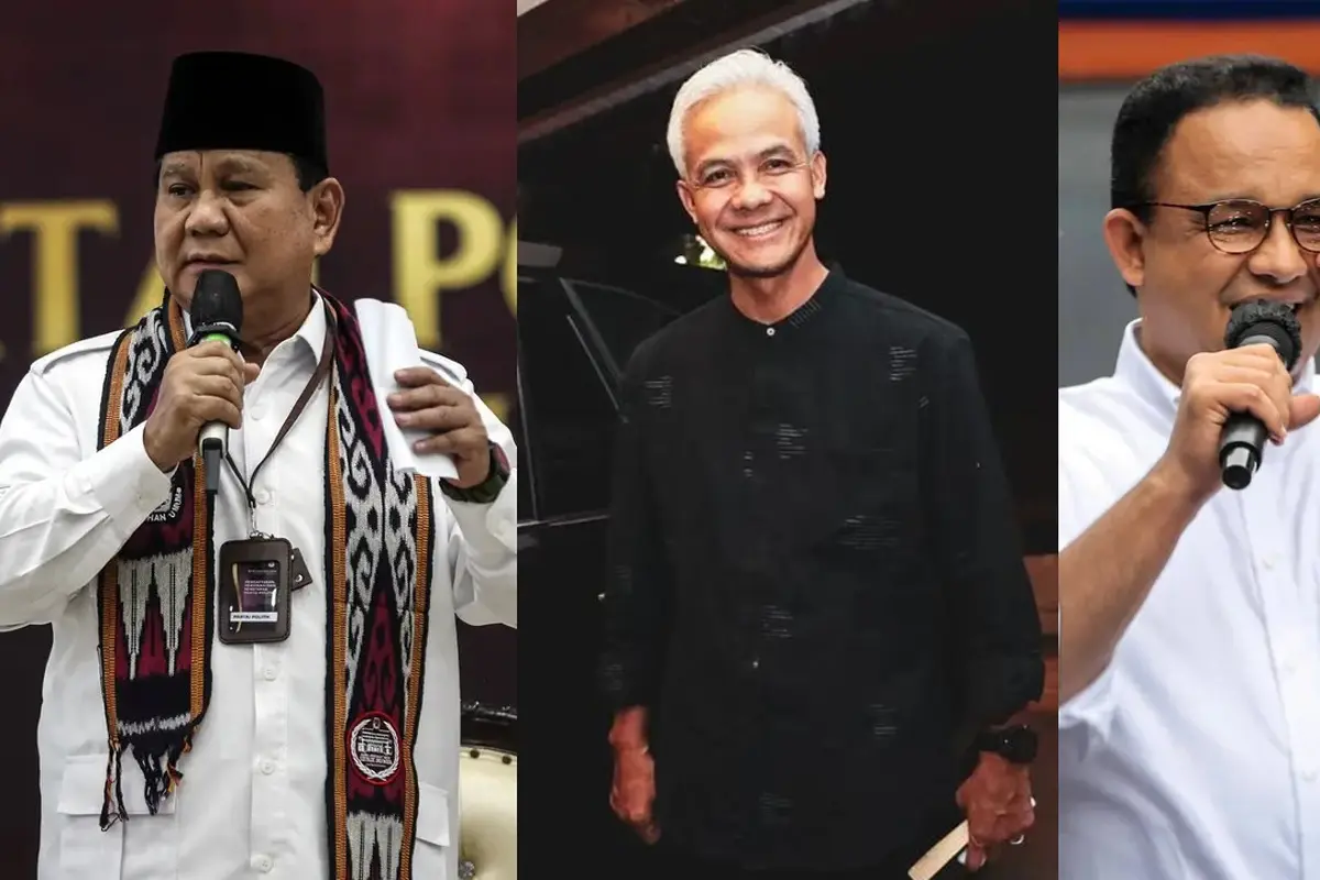 3 Tokoh yang menyatakan bakal maju menjadi calon presiden pada Pemilu 2024, Prabowo Subianto, Ganjar Pranowo dan Anies Baswedan