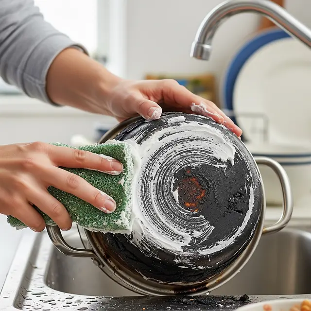 Membersihkan Panci Gosong dengan Baking Soda (Gemini AI)