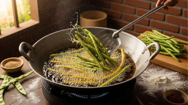 Menggoreng Keripik Buncis