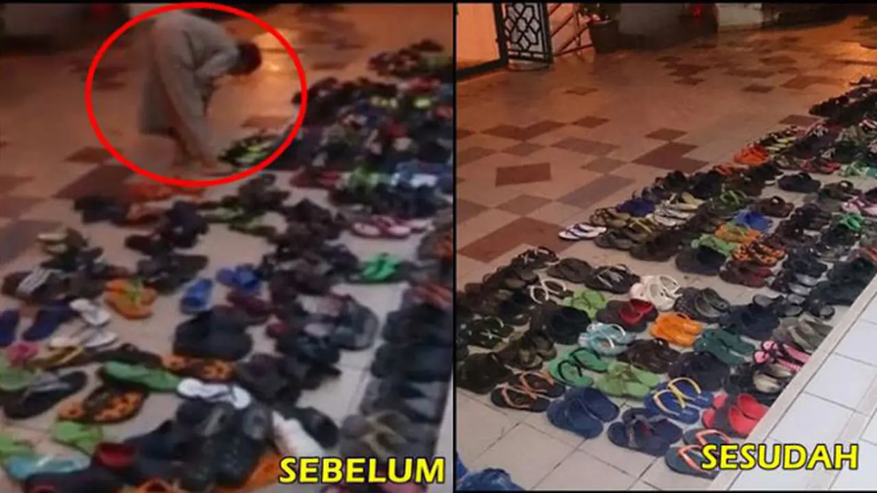 Remaja Rapikan Sandal Jamaah di Masjid Bikin Netizen Nganga
