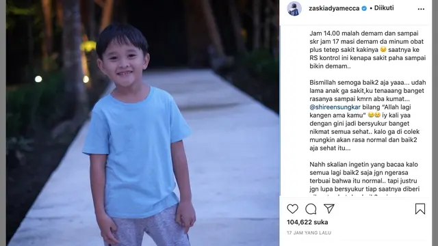 Unggahan Zaskia Adya Mecca. (Foto: Instagram @zaskiadyamecca)