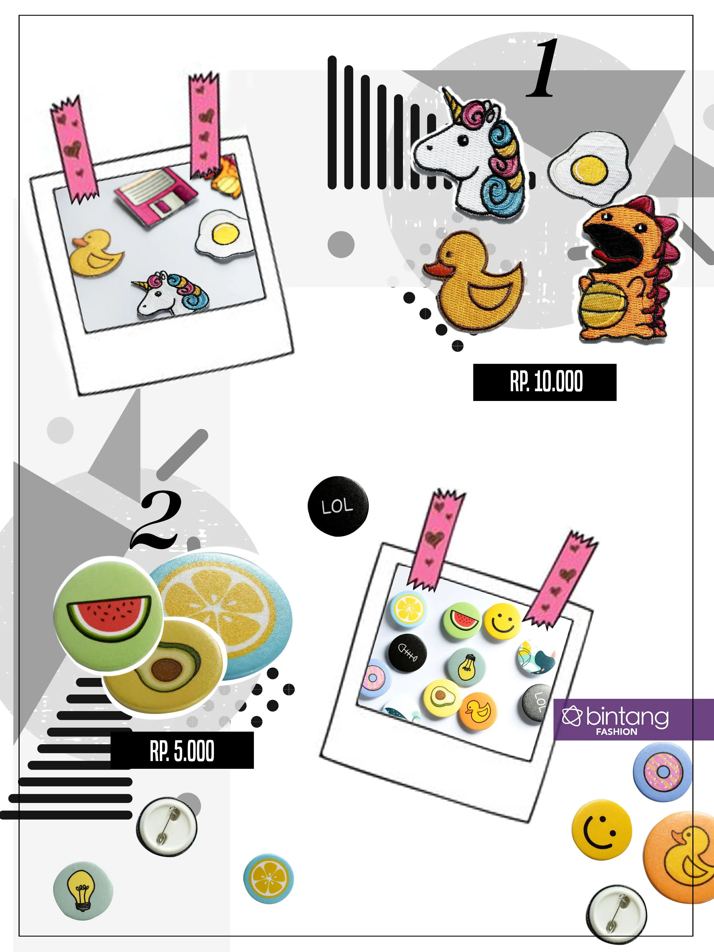 Patch dan pin yang cute ini murah banget lho. (Patch & Pin: @seeni.official. Photographer: Daniel Kampua. Digital Imaging: Muhammad Iqbal Nurfajri)