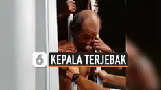 KEPALA PRIA PARUH BAYA TERJEBAK DI TERALIS