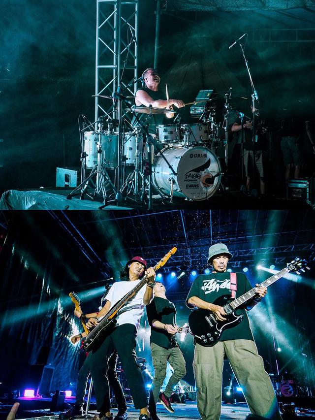 Aksi panggung grup band NOAH saat konser di Pematang Siantar