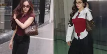Tampil boyish menjadi salah satu gaya andalan Mahalini Raharja. Kali ini, ia tampil dalam dua look sekaligus dengan jinjing tas yang sama, Louis Vuitton The Drop PM seharga Rp46jutaan [@mahaliniraharja]