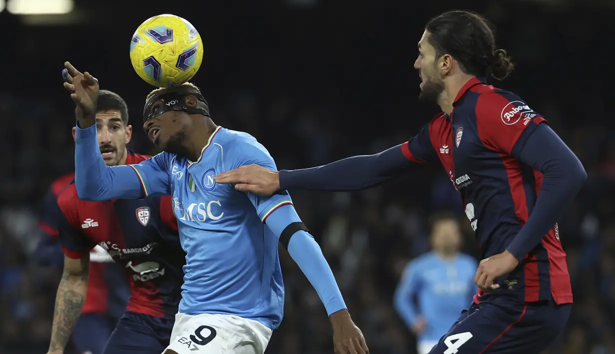 Sementara, Cagliari membalas lewat Leonardo Pavoletti (72'). (Alessandro Garofalo/LaPresse via AP)
