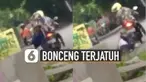 Momen apes dialami oleh perempuan pembonceng motor satu ini. Terjungkal jatuh saat akan bersiap-siap untuk membonceng motor.