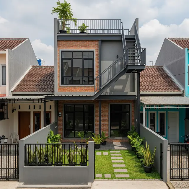 9 Contoh Rumah Type 45 dengan Rooftop dan Taman Samping Kecil, Hunian Modern